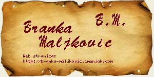 Branka Maljković vizit kartica